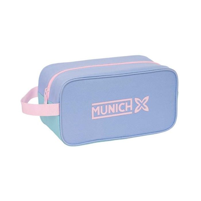 Safta Munich Mellow Zapatillero - Asa Lateral - Material Resistente - Facil de Limpiar - 29x15x14cm - Color Azul Claro