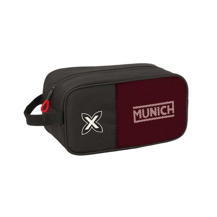 Safta Munich Vulcan Zapatillero - Asa Lateral - 6L - Facil Transporte - 290x140x150mm - Color Negro y Rojo