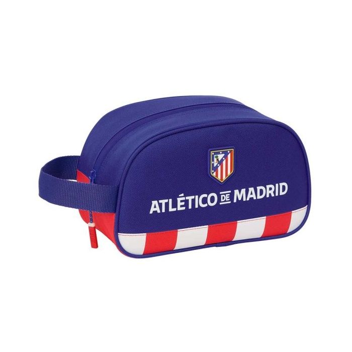 Safta Atletico de Madrid Neceser de 5L - Cremallera - Asa Lateral - Adapatable a Carro - 260x120x150mm - Color Azul Marino