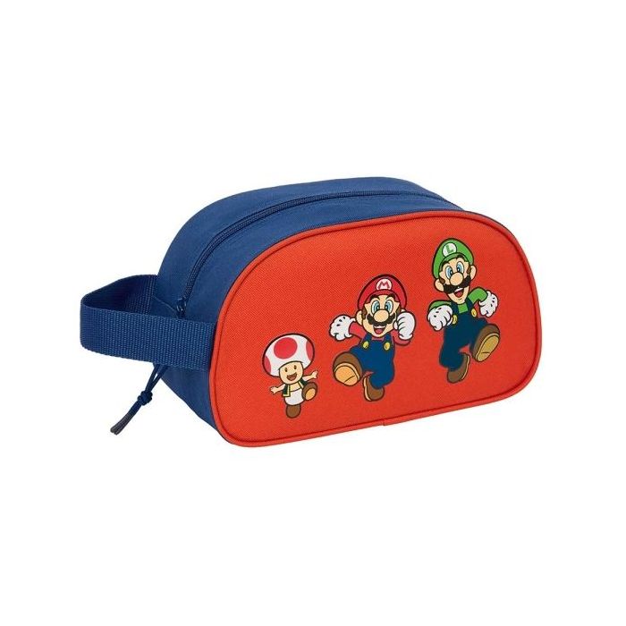 Safta Super Mario Mamma Mia Neceser de 5L - Cremallera - Asa Lateral - Adapatable a Carro - 260x120x150mm - Color Rojo y Azul