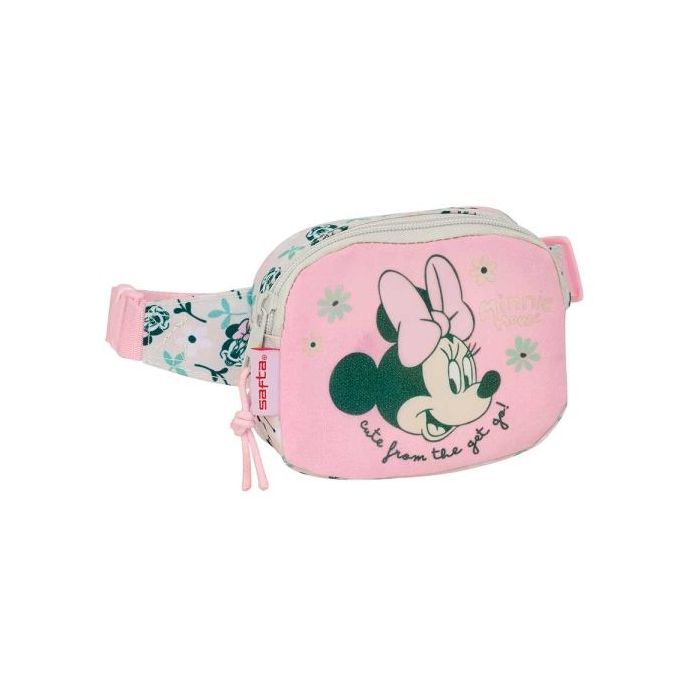 Safta Minnie Mouse Minty Bolsa de Cintura - Cintas Ajustables - 0.62L - Material Resistente - 140x40x110mm - Color Rosa Pastel