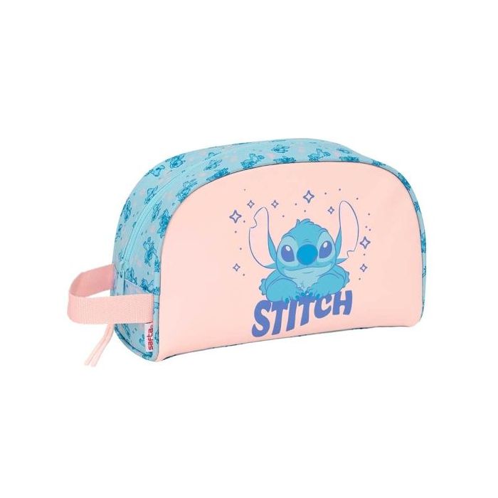 Safta Stitch Ohana Neceser de 5L - Cremallera - Asa Lateral - Adapatable a Carro - Bolsillo Interior - 280x100x180mm - Color Azu