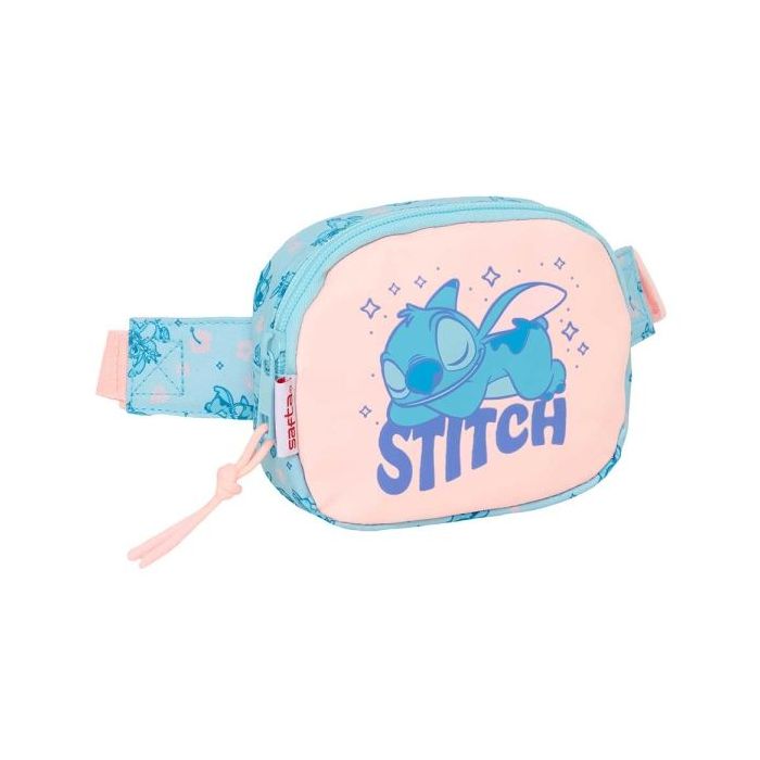 Safta Stitch Ohana Bolsa de Cintura - Cintas Ajustables - 0.62L - Material Resistente - Cierre de PVC - 140x40x110mm - Color Azu