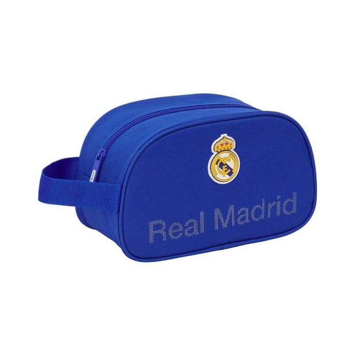 Safta Real Madrid Neceser de 5L - Cremallera - Asa Lateral - Adapatable a Carro - 260x120x150mm - Color Azul