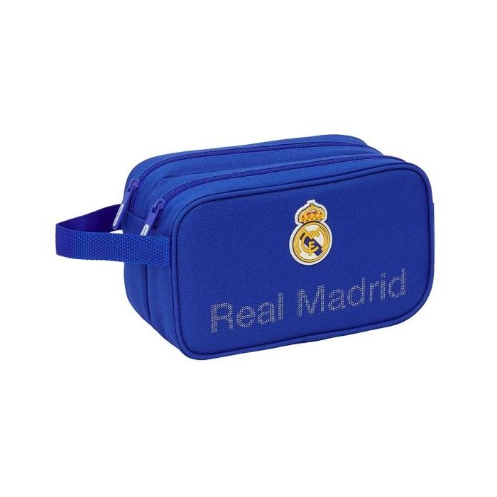 Safta Real Madrid Neceser de 5L - 2 Compartimentos con Cremallera - Asa Lateral - Adapatable a Carro - 260x125x150mm - Color Azu