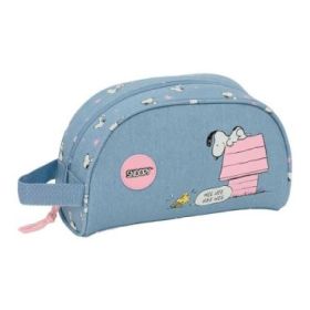 Safta Snoopy Neceser de 3.75L - Cremallera - Asa Lateral - Adapatable a Carro - Bolsillo Interior - 260x90x160mm - Color Azul