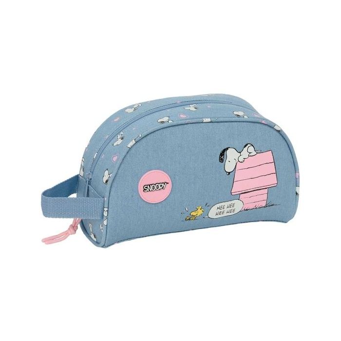 Safta Snoopy Neceser de 3.75L - Cremallera - Asa Lateral - Adapatable a Carro - Bolsillo Interior - 260x90x160mm - Color Azul