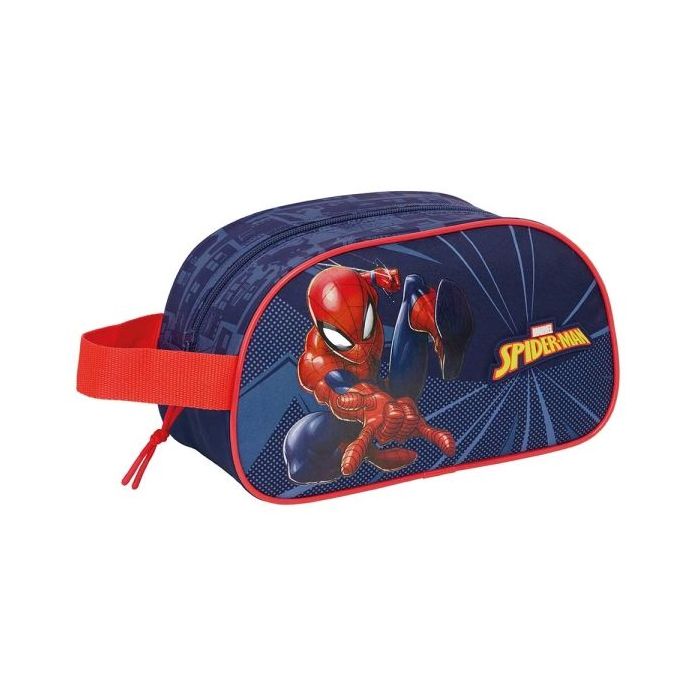 Safta Spider-Man Neceser de 5L - Cremallera - Asa Lateral - Adapatable a Carro - 260x120x150mm - Color Azul Marino