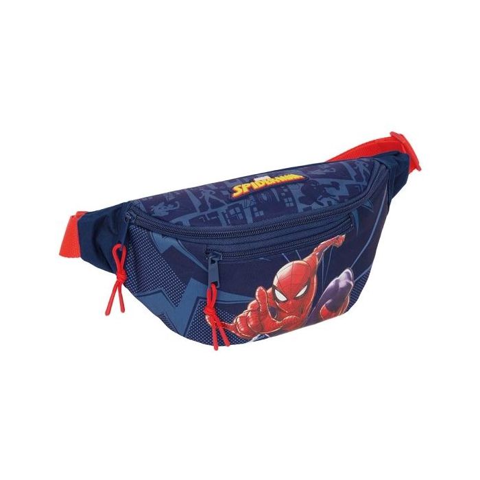 Safta Spider-Man Bolsa de Cintura - Cremallera - Cintas Ajustables - 2.49L - 230x90x120mm - Color Azul Marino