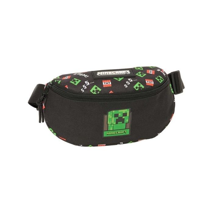 Safta Minecraft Bolsa de Cintura - Cintas Ajustables - 2.90L - 230x90x140mm - Color Negro