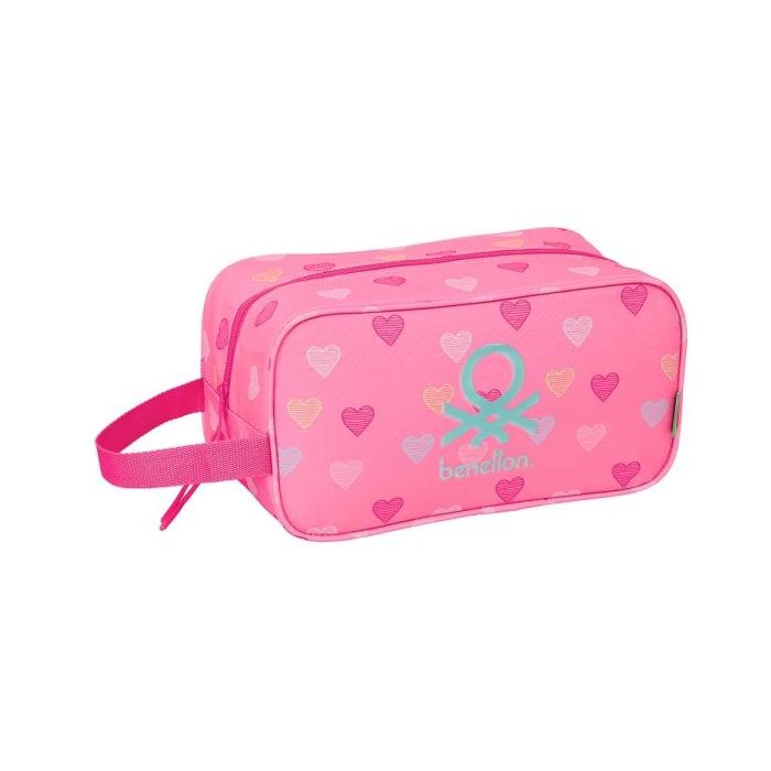Safta Benetton Heart Zapatillero - Asa Lateral - 6L - Resistente y Duradero - Organizacion Eficiente - 290x140x150mm - Color Ros