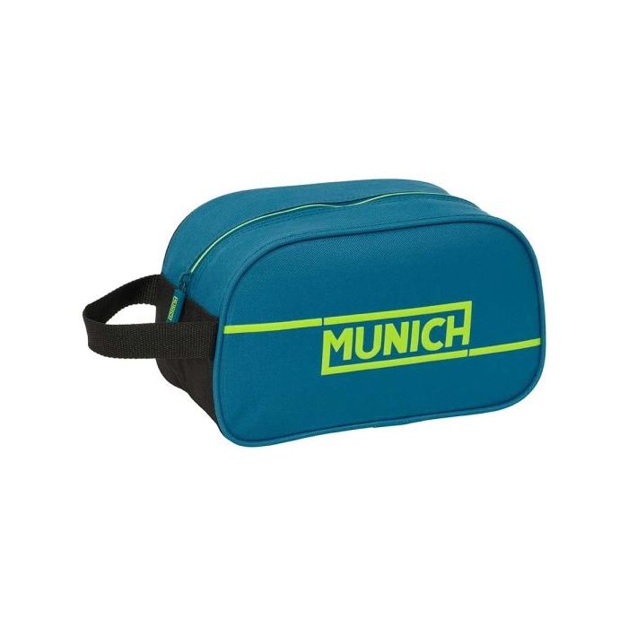 Safta Munich Land Neceser de 5L - Cremallera - Asa Lateral - Adapatable a Carro - 260x120x150mm - Color Azul Oscuro