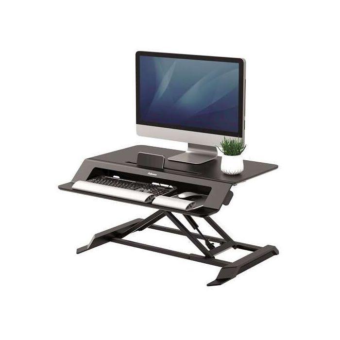 Fellowes Sit-Stand Lotus Estación de Trabajo - Sistema de Muelle a Gas - Amplia Plataforma Superior - Plataforma Inferior para R
