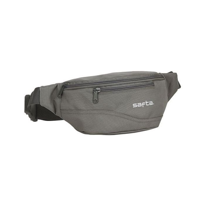 Safta Bolsa de Cintura - Cremallera - Cintas Ajustables - Cierre de PVC - 2.49L - 230x90x120mm - Color Gris