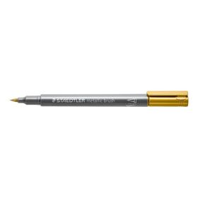 Staedtler Metallic Brush Rotulador Punta Pincel - Trazo 1 - 6mm Aprox - Tinta Base de Agua - Color Oro