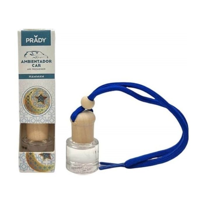 Prady Ambientador Coche Hammam - Frasco de Cristal 6 ml y Cuerda para Espejo Retrovisor