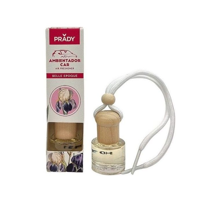 Prady Ambientador Coche Belle Epoque - Frasco de Cristal 6 ml y Cuerda para Espejo Retrovisor