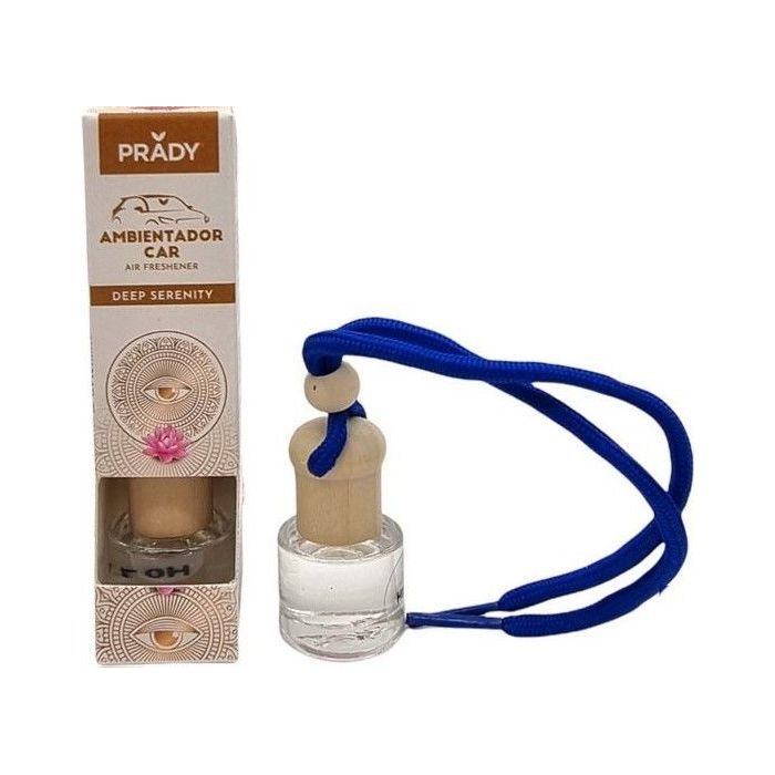Prady Ambientador Coche Deep Serenity - Frasco de Cristal 6 ml y Cuerda para Espejo Retrovisor