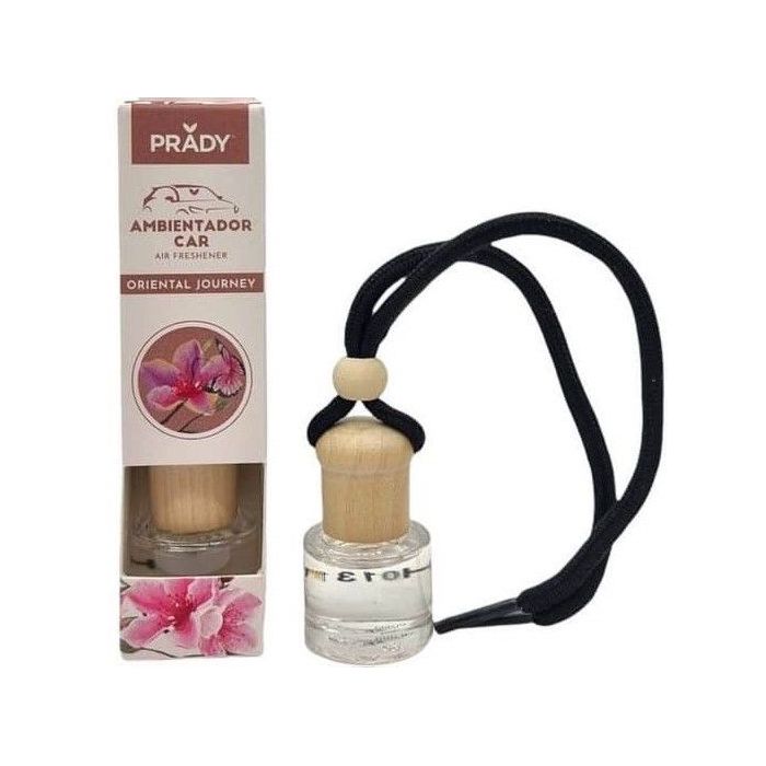 Prady Ambientador Coche Oriental Journey - Frasco de Cristal 6 ml y Cuerda para Espejo Retrovisor