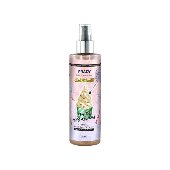 Prady Brilli Brilli Body - Hair Mist Sweet Macadamia - Frasco de 250 ml - Spray Pulverizador