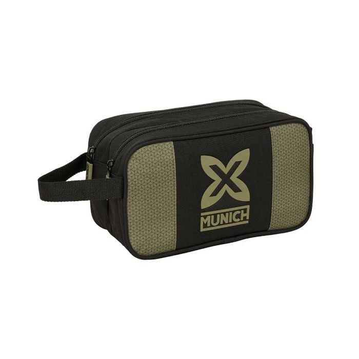 Safta Munich West Neceser de 5L - 2 Compartimentos con Cremallera - Asa Lateral - Adapatable a Carro - 260x125x150mm - Color Neg
