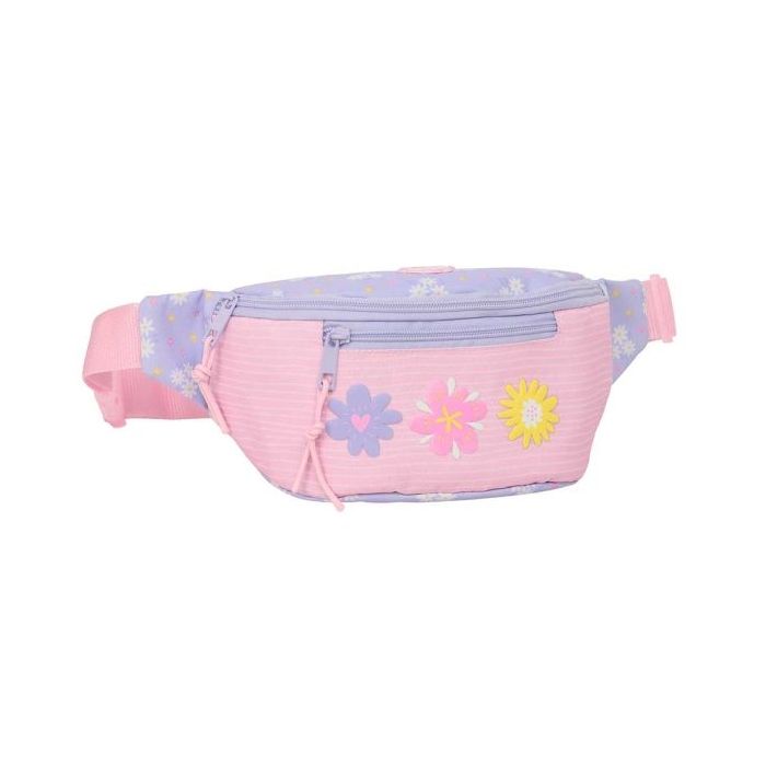 Safta Bouquet Bolsa de Cintura - Cremallera - Cintas Ajustables - 2.49L - Ligera y Practica - 230x90x120mm - Color Rosa Pastel