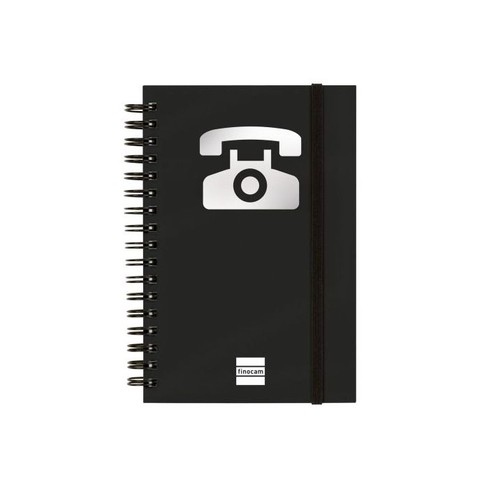 Finocam Phone Indice Telefonico - Formato 8º - 100x150mm - Tapas de Carton Forrado - Papel de 120g/m2 - Cierre con Goma Elastica