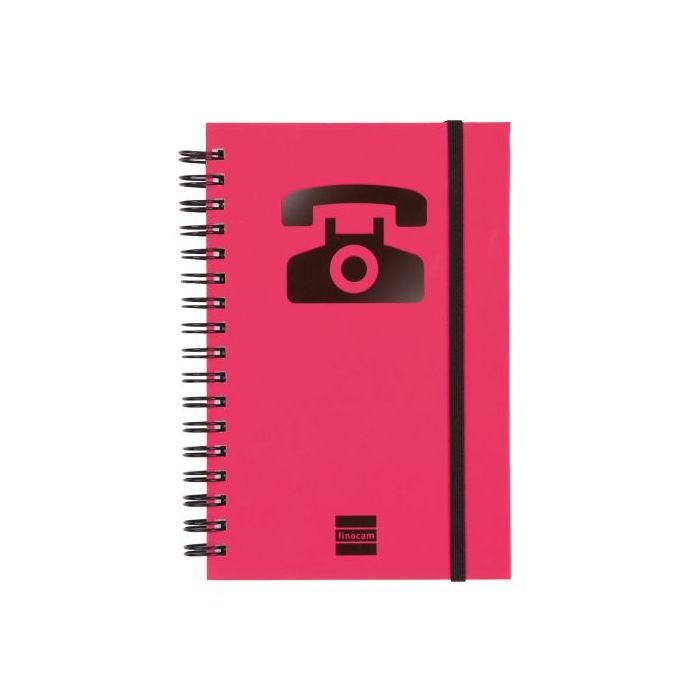 Finocam Phone Indice Telefonico - Formato 8º - 100x150mm - Tapas de Carton Forrado - Papel de 120g/m2 - Cierre con Goma Elastica
