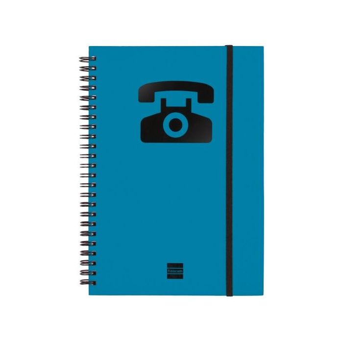 Finocam Phone Indice Telefonico - Formato A5 - 148x210mm - Tapas de Carton Forrado - Papel de 120g/m2 - Cierre con Goma Elastica