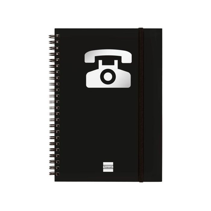 Finocam Phone Indice Telefonico - Formato A5 - 148x210mm - Tapas de Carton Forrado - Papel de 120g/m2 - Cierre con Goma Elastica