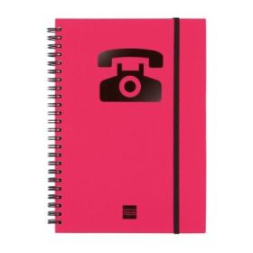 Finocam Phone Indice Telefonico - Formato A5 - 148x210mm - Tapas de Carton Forrado - Papel de 120g/m2 - Cierre con Goma Elastica