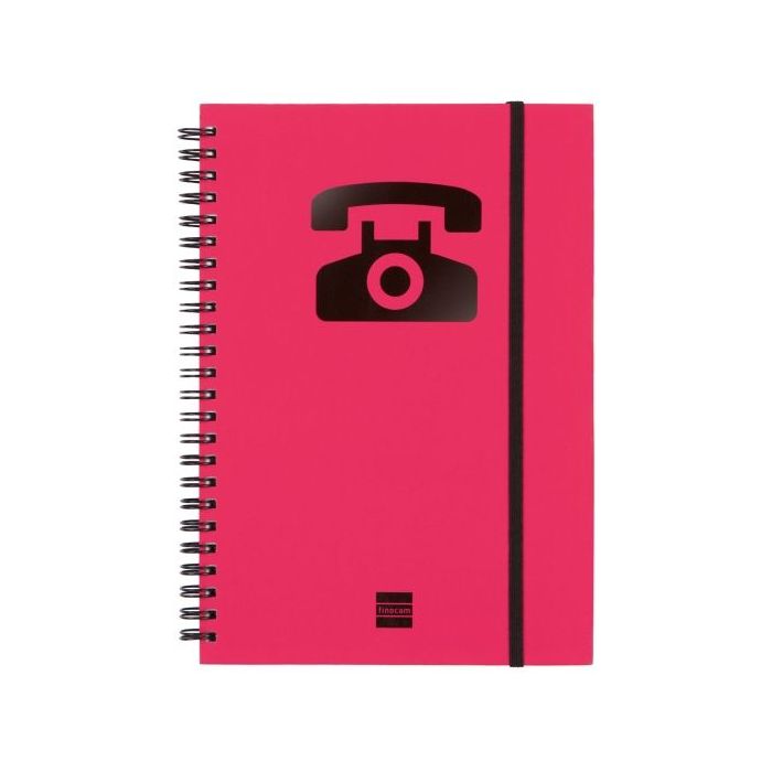 Finocam Phone Indice Telefonico - Formato A5 - 148x210mm - Tapas de Carton Forrado - Papel de 120g/m2 - Cierre con Goma Elastica