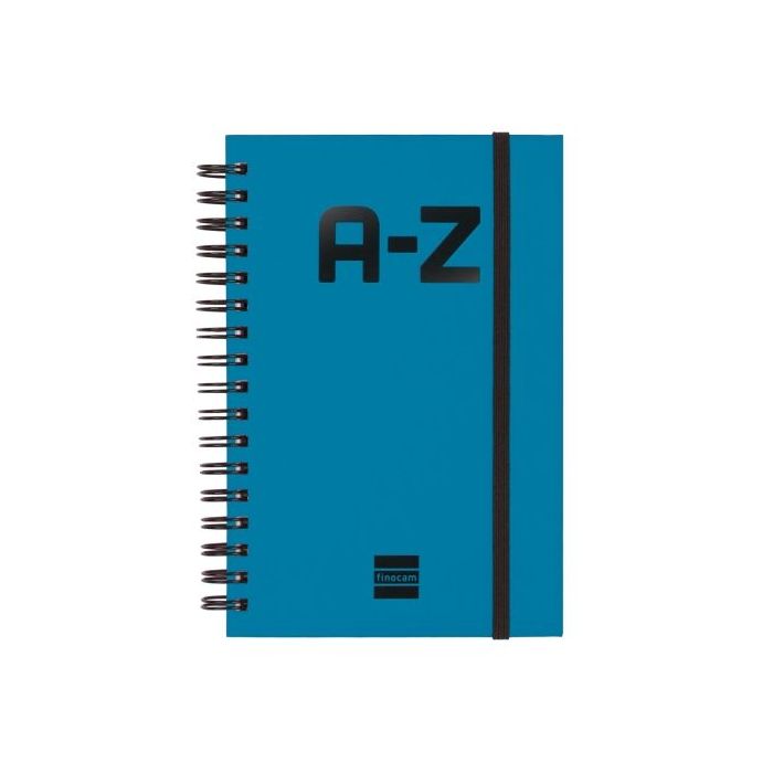 Finocam A-Z Indice Alfabetico - Formato 8º - 100x150mm - Tapas de Carton Forrado - Papel de 80g/m2 - Cierre con Goma Elastica -