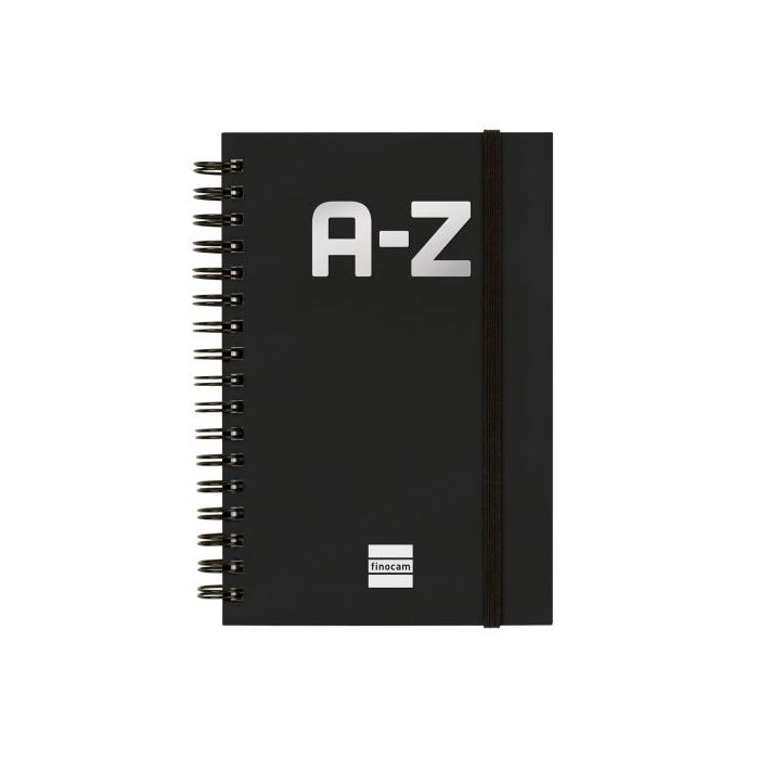 Finocam A-Z Indice Alfabetico - Formato 8º - 100x150mm - Tapas de Carton Forrado - Papel de 80g/m2 - Cierre con Goma Elastica -