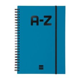 Finocam A-Z Indice Alfabetico - Formato A5 - 148x210mm - Tapas de Carton Forrado - Papel de 80g/m2 - Cierre con Goma Elastica -