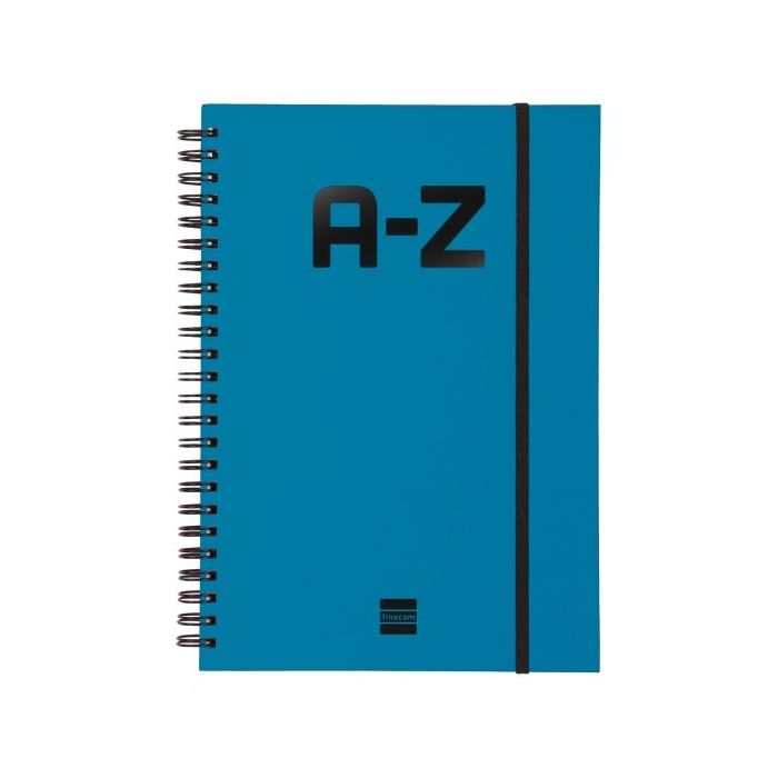 Finocam A-Z Indice Alfabetico - Formato A5 - 148x210mm - Tapas de Carton Forrado - Papel de 80g/m2 - Cierre con Goma Elastica -