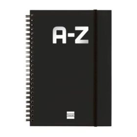 Finocam A-Z Indice Alfabetico - Formato A5 - 148x210mm - Tapas de Carton Forrado - Papel de 80g/m2 - Cierre con Goma Elastica -