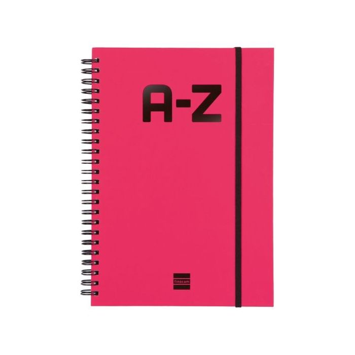 Finocam A-Z Indice Alfabetico - Formato A5 - 148x210mm - Tapas de Carton Forrado - Papel de 80g/m2 - Cierre con Goma Elastica -