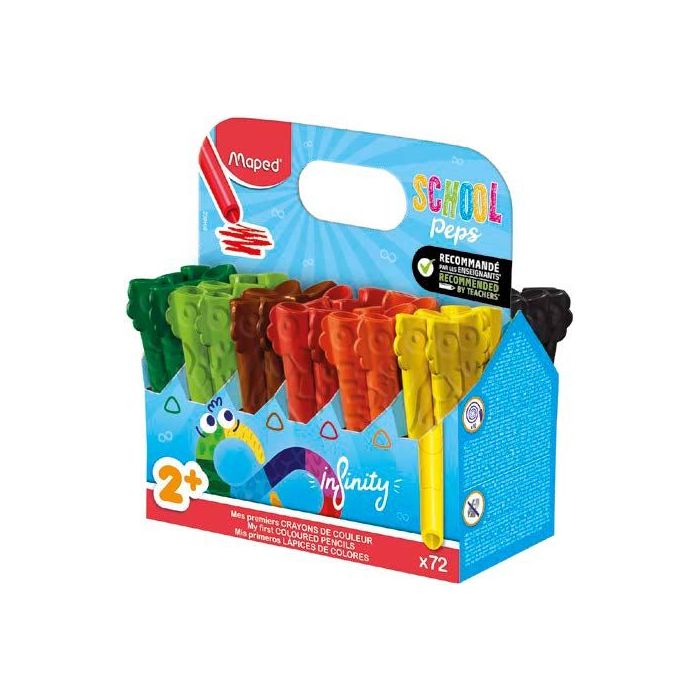 Maped Color`Peps Infinity Jumbo Pack de 72 Lapices de Colores de Larga Duracion - Hecho Totalmente de Mina - Colores Surtidos