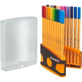 Stabilo Point 88 Pack de 20 Rotuladores de Punta Fina de Fibra - Trazo de 0.4mm. - Tinta con Base de Agua - Apto para Reglas y P