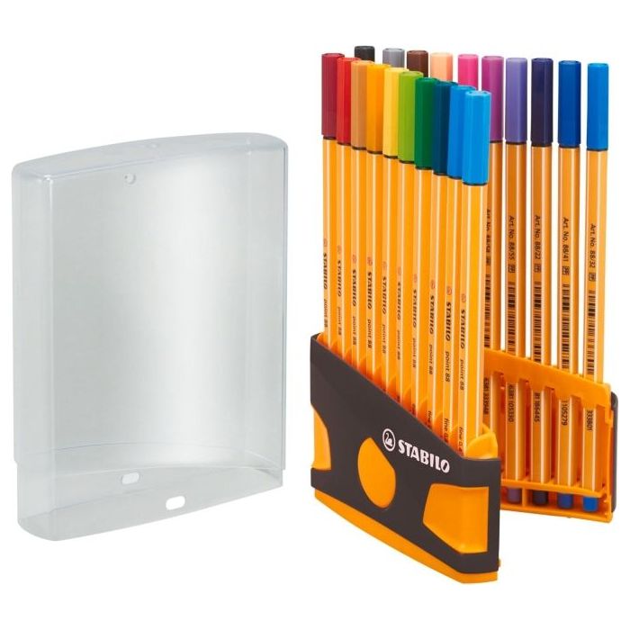 Stabilo Point 88 Pack de 20 Rotuladores de Punta Fina de Fibra - Trazo de 0.4mm. - Tinta con Base de Agua - Apto para Reglas y P