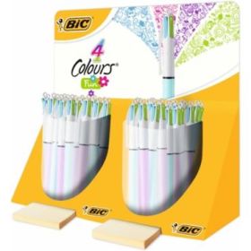 Bic 4 Colours Fun Expositor con 40 Boligrafos de Bola Retractil - Punta Media de 1.0mm - Tinta con Base de Aceite - Tinta de Col