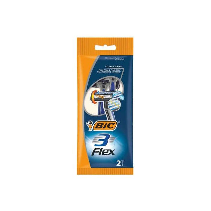 Bic Flex 3 Pack de 2 Maquinillas de Afeitar Desechables de 3 Hojas - Cabezal Pivotante - Tira Lubricante con Aloe Vera