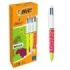 Bic 4 Colours Velours Boligrafo de Bola Retractil - Punta Media de 1.0mm - Tinta con Base de Aceite - Cuerpo con Relieve Suave a