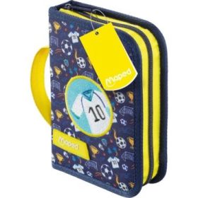 Maped Futbol Estuche con 31 Articulos: Goma de Borrar, Sacapuntas, Lapiz de Grafito HB, 2 Boligrafos, Regla, 12 Lapices de Color