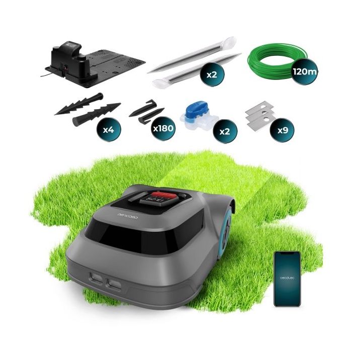 Cecotec Conga GrassHopper 500 Map Connected Robot Cortacesped Inteligente - Cobertura hasta 500m2 - Navegacion Eficiente - Ajust