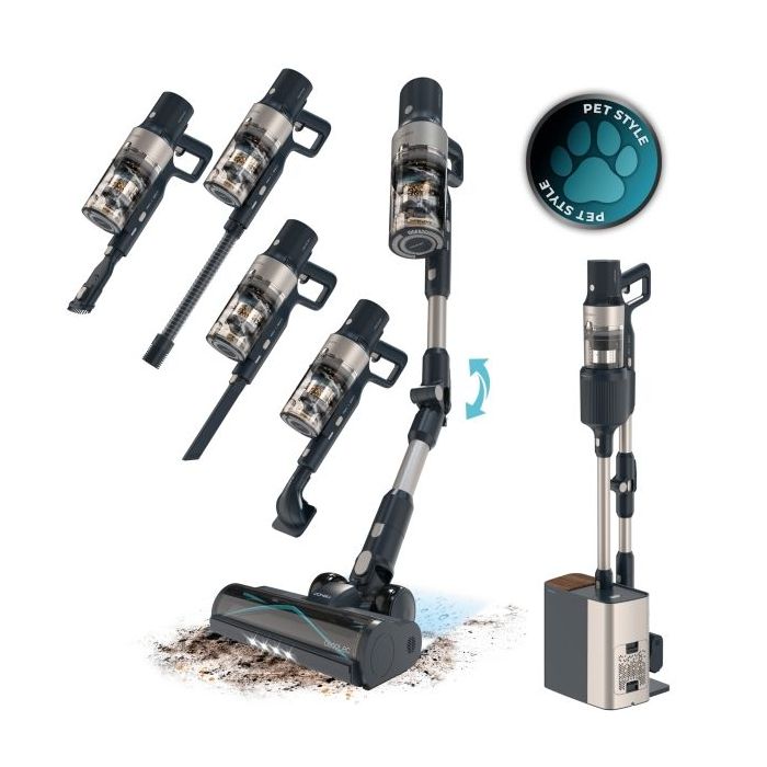 Cecotec Conga Rockstar 5500 Station Pet Flex Aspirador Escoba Vertical sin Cable - 700W - 30kPa - Autonomia 90min - Tubo Flexibl