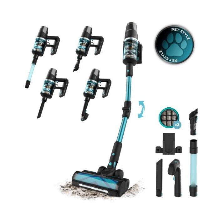 Cecotec Rockstar 9500 Lunar Pet Flex Aspirador de Escoba Vertical - 780W - Autonomia 90min - Succion 30kPa - Luz LED - Pantalla