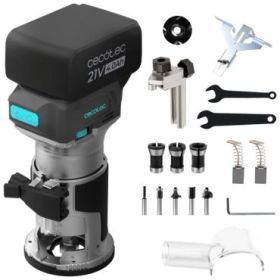 Cecotec MultiShape 2000 Liberty Fresadora de Mano Inalambrica - Bateria 21V 4Ah - Sistema de Extraccion de Polvo - Incluye Acces