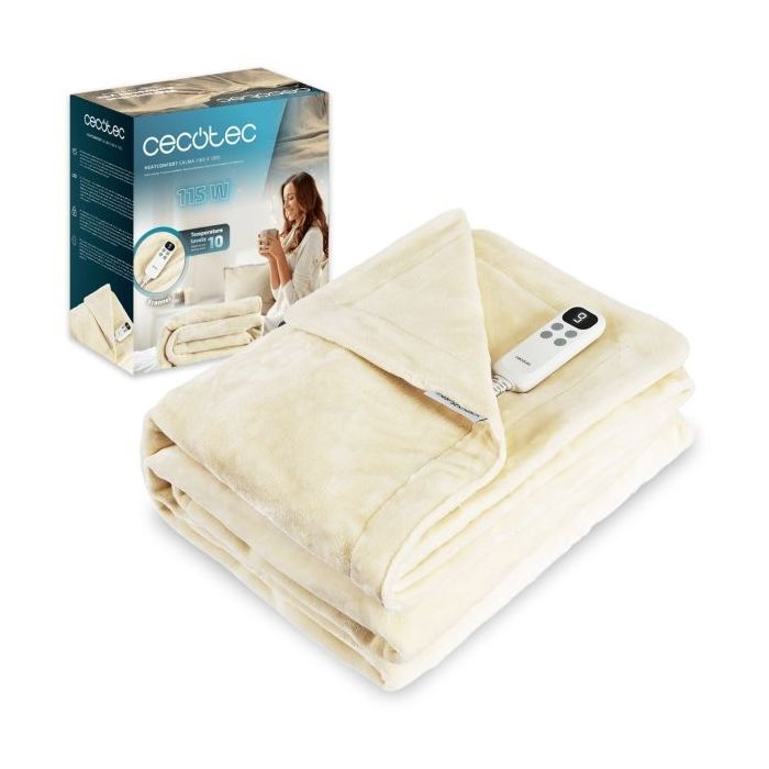 Cecotec HeatConfort Calma Manta Electrica - 115W - Tecnologia PTC y NTC - 10 Niveles de Calor - Temporizador - Apagado Automatic